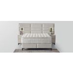 Pat Boxspring MATHILDA cu ladă de depozitare, structura metalica, material și saltea premium cu topper integrat, LED-uri incorporate in capatai - imagine 2