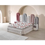 Pat Boxspring HARMONIE cu ladă de depozitare, structura metalica, material și saltea premium cu topper integrat, LED-uri incorporate in cadrul patului - imagine 3