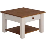 Masuta de cafea, 60 cm latime, culoare alb/stejar, un sertar, 40 cm inaltime - imagine 3