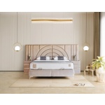 Pat Boxspring MOON cu lada de depozitare, structura metalica, saltea premium, material catifelat - imagine 2