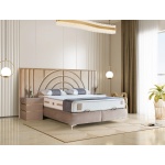 Pat Boxspring MOON cu lada de depozitare, structura metalica, saltea premium, material catifelat
