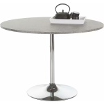 Masă dining rotundă 110 cm, gri ciment, blat lemn, picior metal inox, înălțime 75 cm, design modern pentru bucătărie sau living - imagine 2
