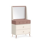 Comodă toaletă 80 cm, 4 sertare, 2 mici si 2 mari, stil modern scandinav, rose dust și alb ivory, accente rose-gold, design compact și elegant PEARL - imagine 2