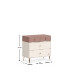 Comodă toaletă 80 cm, 4 sertare, 2 mici si 2 mari, stil modern scandinav, rose dust și alb ivory, accente rose-gold, design compact și elegant PEARL - imagine 7