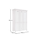 Dulap 140 cm, 3 uși batante, stil clasic romantic, alb antique cu accente patinate, bară haine, rafturi și sertare interioare, design elegant premium BELLE - imagine 6