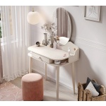 Masă toaletă 80 cm cu oglindă LED și sertar organizator, stil modern romantic, ivory și roz pudră, design elegant pentru machiaj PEARL - imagine 4