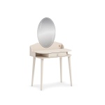 Masă toaletă 80 cm cu oglindă LED și sertar organizator, stil modern romantic, ivory și roz pudră, design elegant pentru machiaj PEARL - imagine 5