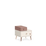 Noptieră 47 cm, 2 sertare, stil modern elegant, crem și roz pudrat, accente rose-gold, design minimalist și feminin PEARL - imagine 4