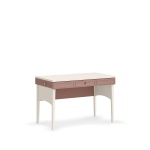 Birou 117 cm, 3 sertare cu organizator și etajeră, stil modern romantic, alb mat și roz pudră, accente rose-gold, design premium pentru studiu și make-up PEARL - imagine 7