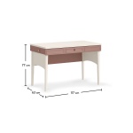 Birou 117 cm, 3 sertare cu organizator și etajeră, stil modern romantic, alb mat și roz pudră, accente rose-gold, design premium pentru studiu și make-up PEARL - imagine 8