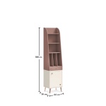 Bibliotecă îngustă 44 cm, stil modern scandinav, rose dust și alb ivory, sertar și dulap inferior, design slim cu accente rose-gold PEARL - imagine 4