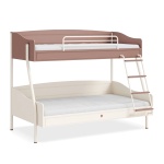 Pat supraetajat 90×190 / 120×190 cm, stil modern romantic, roz pudrat și crem, structură solidă lemn și metal, design sigur și elegant pentru copii PEARL - imagine 2