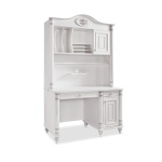 Birou 117 cm cu etajeră integrată, stil clasic romantic francez, alb cu accente patinate, sertar și dulap lateral, design premium elegant BELLE - imagine 2