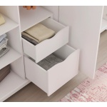 Dulap 202 cm, 4 uși batante, stil romantic clasic, alb satinat, bară haine, rafturi și sertare interioare, design elegant și spațios BUTTERFLY - imagine 3