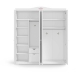 Dulap 202 cm, 4 uși batante, stil romantic clasic, alb satinat, bară haine, rafturi și sertare interioare, design elegant și spațios BUTTERFLY - imagine 5