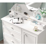 Comodă toaletă 101 cm, 4 sertare și dulap lateral, stil romantic modern-clasic, alb satinat, design elegant cu spații multiple de depozitare BUTTERFLY - imagine 4