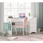 Birou 138 cm cu etajeră și 3 sertare, stil romantic modern, alb satinat, spații multiple de depozitare, design elegant pentru copii sau adolescenți BUTTERFLY - imagine 3