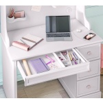 Birou 108 cm, 3 sertare cu organizator, stil romantic modern-clasic, alb satinat, design compact cu spații de depozitare pentru copii și adolescenți BUTTERFLY - imagine 3