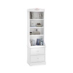 Bibliotecă îngustă 54 cm, stil clasic romantic, alb soft-mat, 2 sertare și rafturi deschise, design slim pentru spații mici BUTTERFLY - imagine 2