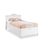 Pat 120×200 cm, cu ladă de depozitare, stil clasic romantic, alb elegant cu detalii sculptate, design premium cu mecanism hidraulic BELLE - imagine 5