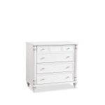 Comodă 90 cm, 4 sertare spațioase, stil clasic romantic vintage, alb antique cu accente argintii, design elegant cu detalii sculptate AMELIE - imagine 3