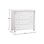 Comodă 90 cm cu oglindă, 4 sertare spațioase, stil clasic romantic vintage, alb antique cu accente argintii, design elegant cu detalii sculptate BELLE - imagine 6