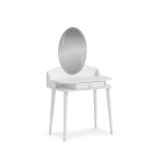 Masă toaletă 80 cm cu oglindă LED și sertar organizator, stil romantic elegant, alb satinat, design premium pentru machiaj AMELIE - imagine 5