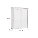 Dulap 140 cm, 2 uși glisante, stil clasic romantic, alb antique cu accente patinate, bară haine, rafturi și sertare interioare, design elegant premium BELLE - imagine 5