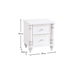 Noptieră 50 cm, 2 sertare, stil clasic romantic, alb mat cu accente patinate, design elegant cu detalii sculptate BELLE - imagine 3