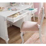 Birou 117 cm, stil clasic romantic francez, alb mat, cu sertar și dulap lateral, design elegant cu detalii sculptate BELLE - imagine 2
