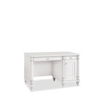 Birou 117 cm, stil clasic romantic francez, alb mat, cu sertar și dulap lateral, design elegant cu detalii sculptate BELLE - imagine 3