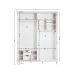 Dulap 140 cm, 2 uși glisante, stil clasic romantic, alb antique cu accente patinate, bară haine, rafturi și sertare interioare, design elegant premium BELLE - imagine 6