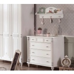 Raft perete 75 cm, stil clasic romantic, alb, poliță cu 3 agățători și ornament floral, design elegant și practic BELLE - imagine 2