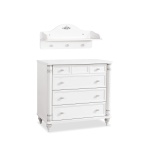 Raft perete 75 cm, stil clasic romantic, alb, poliță cu 3 agățători și ornament floral, design elegant și practic BELLE - imagine 3
