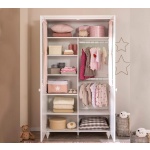 Set dormitor bebe 3 piese (pătuț transformabil, dulap 2 uși, comodă 4 sertare), stil clasic romantic, alb, design premium cu detalii sculptate BELLE - imagine 5