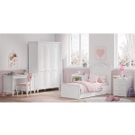 Pătuț 2 în 1 70×130 / 80×180 cm, cu comodă și sertar depozitare, stil clasic romantic, alb mat, transformabil în pat junior, design premium sigur BELLE - imagine 5
