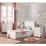 Pătuț 2 în 1 70×130 / 80×180 cm, cu comodă și sertar depozitare, stil clasic romantic, alb mat, transformabil în pat junior, design premium sigur BELLE - imagine 6