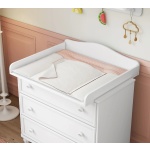 Modul înfășat pentru comodă, stil clasic romantic, alb mat, design ergonomic cu margini înălțate, sigur și practic pentru bebeluși BELLE