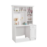Birou 106 cm cu etajeră și dulap lateral, stil clasic elegant, culoare alb mat, spații multiple de depozitare, design premium pentru copii sau adolescenți AMELIE - imagine 2
