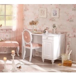 Birou 106 cm cu etajeră și dulap lateral, stil clasic elegant, culoare alb mat, spații multiple de depozitare, design premium pentru copii sau adolescenți AMELIE - imagine 3
