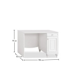 Birou 106 cm cu etajeră și dulap lateral, stil clasic elegant, culoare alb mat, spații multiple de depozitare, design premium pentru copii sau adolescenți AMELIE - imagine 6