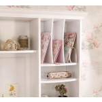 Birou 106 cm cu etajeră și dulap lateral, stil clasic elegant, culoare alb mat, spații multiple de depozitare, design premium pentru copii sau adolescenți AMELIE - imagine 7