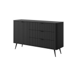 Comodă grafit negru 138 cm cu 3 sertare și ușă, fronturi riflate și design modern minimalist pentru living sau dormitor, înălțime 81 cm SERENA - imagine 2