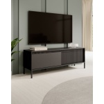 Comodă TV grafit 153 cm cu 2 uși și sistem push-to-open, design modern minimalist pentru living STRIA