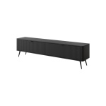 Comodă TV negru grafit 200 cm cu 2 uși, fronturi MDF riflate, design modern elegant pentru living SERENA - imagine 2