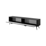 Comodă TV negru grafit 200 cm cu 2 uși, fronturi MDF riflate, design modern elegant pentru living SERENA - imagine 3