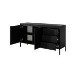 Comodă grafit 153 cm cu 3 sertare și 2 compartimente, design modern minimalist cu fronturi riflate și finisaj mat pentru living sau dormitor, înălțime 81 cm STRIA - imagine 3