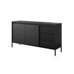 Comodă grafit 153 cm cu 3 sertare și 2 compartimente, design modern minimalist cu fronturi riflate și finisaj mat pentru living sau dormitor, înălțime 81 cm STRIA - imagine 2