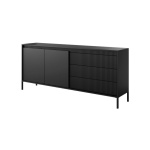 Comodă grafit 187 cm cu 3 sertare și 2 compartimente, design modern minimalist cu fronturi riflate și finisaj mat pentru living sau dormitor, înălțime 81 cm STRIA - imagine 2
