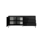 Comodă grafit 187 cm cu 3 sertare și 2 compartimente, design modern minimalist cu fronturi riflate și finisaj mat pentru living sau dormitor, înălțime 81 cm STRIA - imagine 3